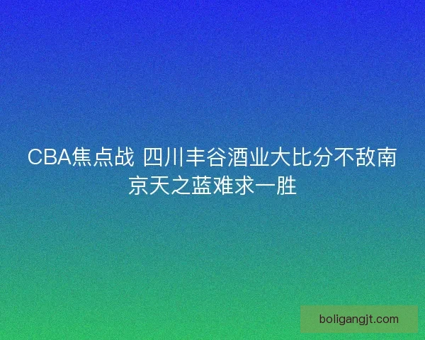 CBA焦点战 四川丰谷酒业大比分不敌南京天之蓝难求一胜